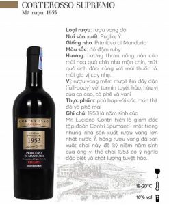 Vang Corte Rosso Supremo 1953 Primitivo Di Mandura