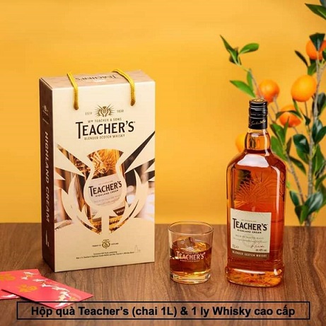 Hộp Quà Whisky Teachers Chai 1 Lít & 01 Ly Cao Cấp